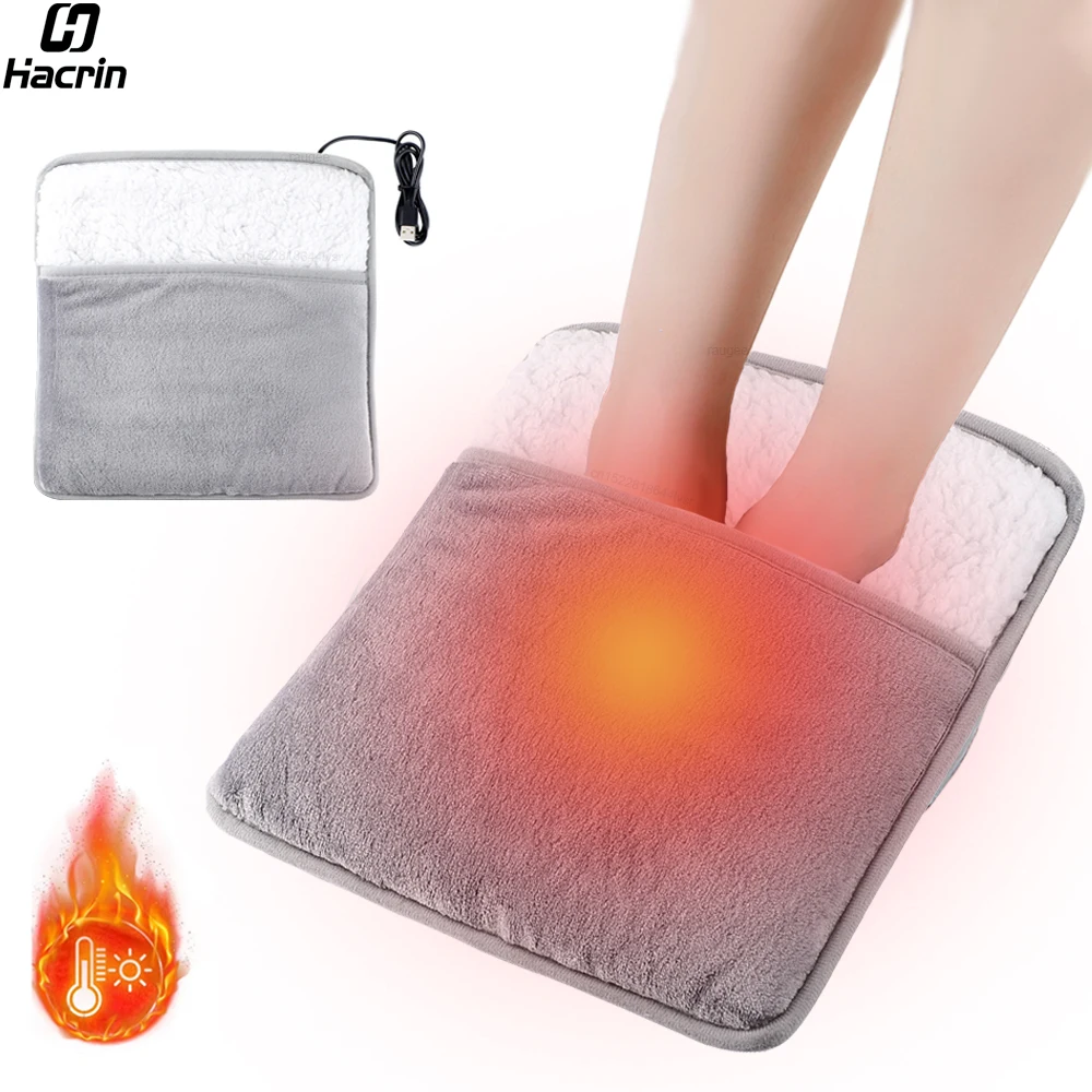 발 난로 USB 발 히터 열 발 난방 패드 부드러운 플러시 따뜻한 발 커버 전기 발 난로 가정용 침실용