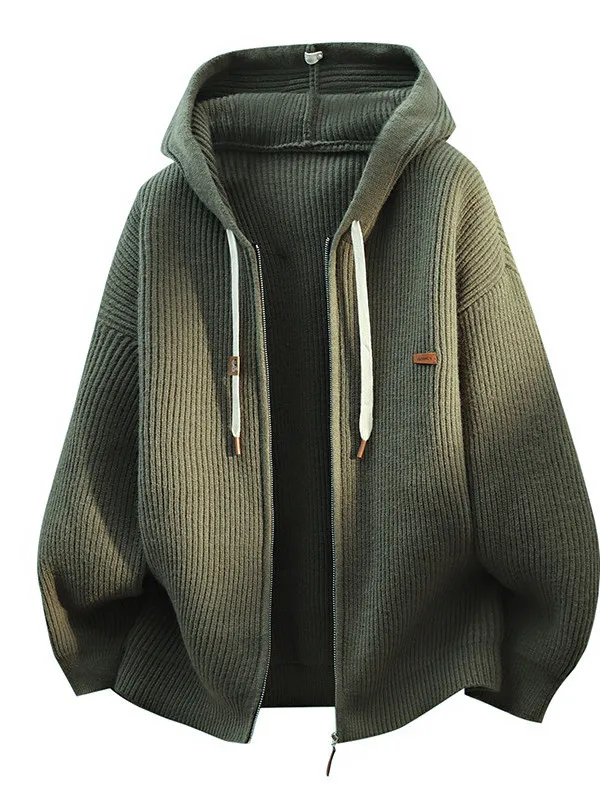 남성용 후드 오픈 가디건 재킷 스타일리시한 레이지 스타일 멋스러운 루즈핏 가을 니트 스웨터 폴리에스터 섬유 긴팔