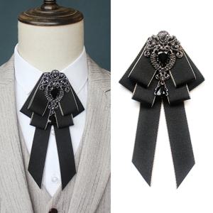 Mab 패션 레드 리본 보우 브로치, 라인석 크리스탈 패브릭 천, 아트 럭셔리 웨딩 드레스 핀 및 브로치, 여성용 선물