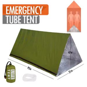 2인용 비상 대피소 Bivy 생존 텐트 키트 Mylar 튜브 텐트 침낭 방수 야외 SOS 열 담요 재사용 가능