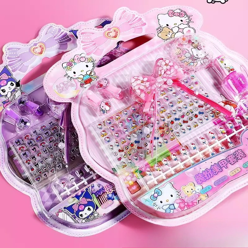 Sanrio 헬로 키티 Cinnamoroll Kuromi 귀엽고 달콤한 만화 어린이 네일 스티커 크리 에이 티브 맞춤형 네일 아트 스티커