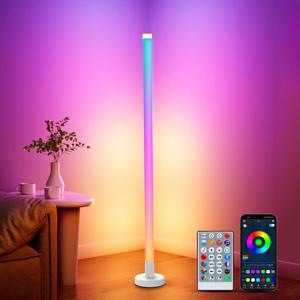 155cm 스마트 코너 플로어 램프, 디밍 가능, 앱 제어, RGB LED, 모던 무드 조명, 침실, 게임룸, 거실용 스탠드 조명