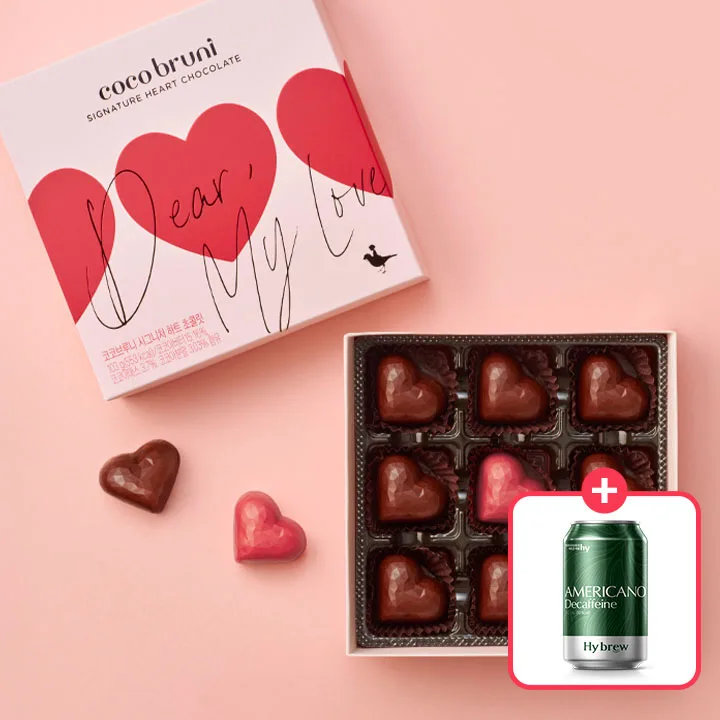 코코브루니 시그니처 하트 초콜릿 1개 + 하이브루 아메리카노 디카페인(340ml) 1캔