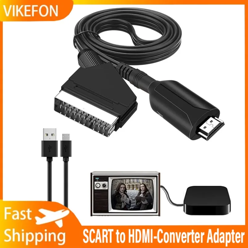 1080P SCART-HDMI 호환 비디오 오디오 업스케일 컨버터 AV 신호 HDMI 호환-SCART 어댑터 HD 수신기 TV DVD