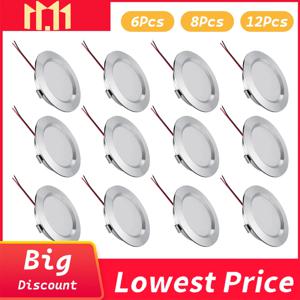 6/8/12pcs Led 통 3W DC12V 천장 조명 매립형 다운 라이트 라운드 Led 패널 라이트 블랙 화이트 실버 디밍이 가능한 스포트라이트