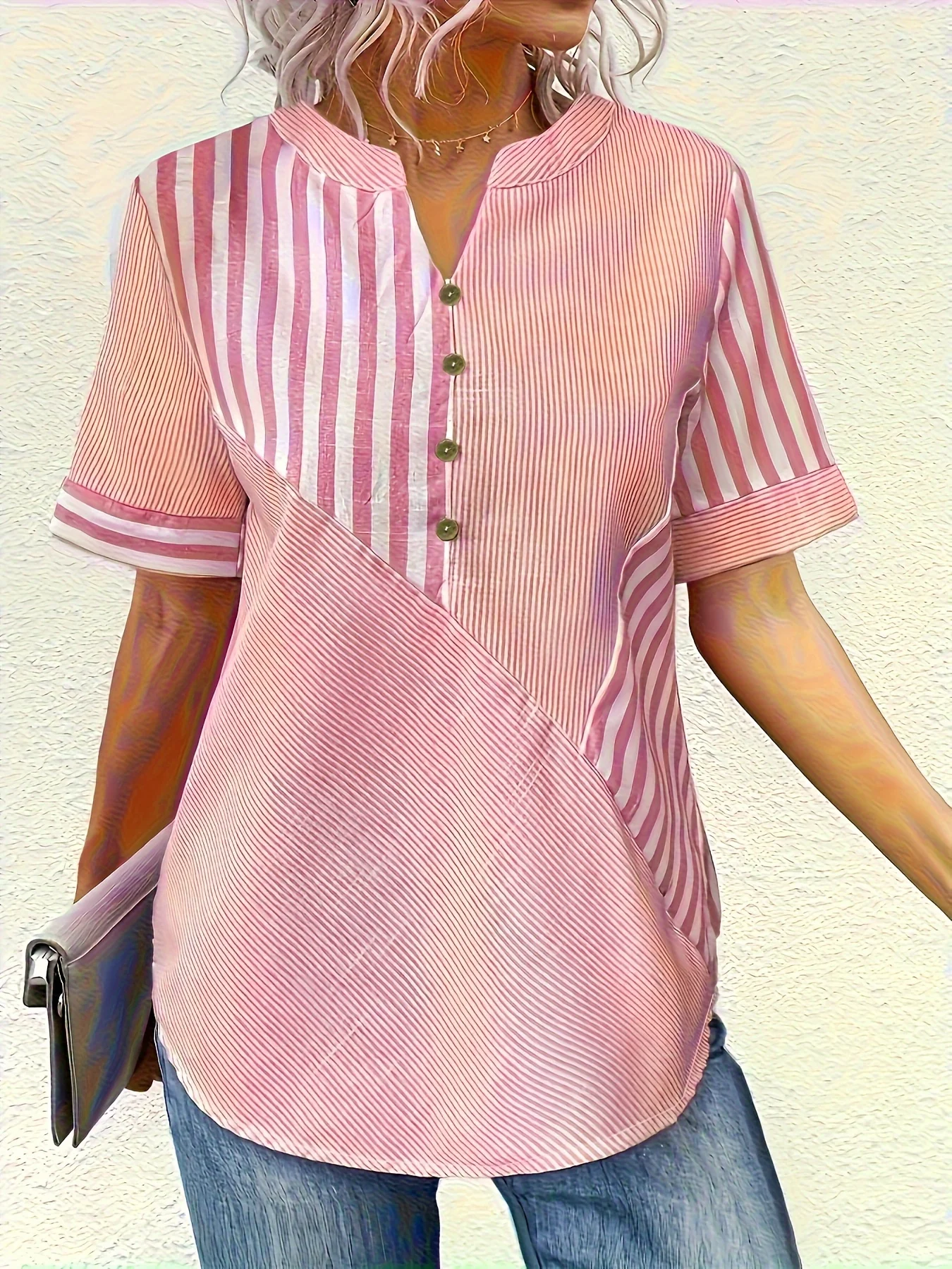 여성용 오버사이즈 우븐 셔츠 긴 소매 캐주얼 버튼 업 루즈핏 셔츠 올 시즌