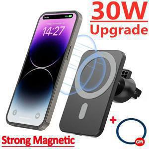 차량용 마그네틱 무선 충전기, 아이폰 15, 14, 13, 12 프로 맥스, 미니 맥세이프, 자동차 전화 거치대 스탠드 마운트, 고속 충전 스테이션, 30W
