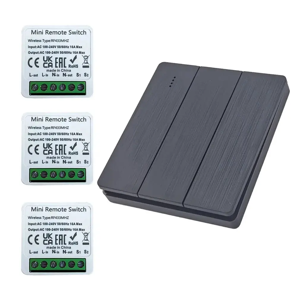 433Mhz RF 무선 스마트 스위치 빛 86 벽 패널 스위치 원격 제어 미니 릴레이 수신기 홈 Led 조명 램프 팬