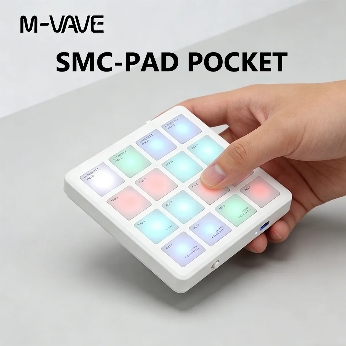 M-VAVE SMC-PAD 포켓 무선 MIDI 패드 컨트롤러 - 16 RGB 패드, 블루투스, 음악 제작용 휴대용 배터리 구동