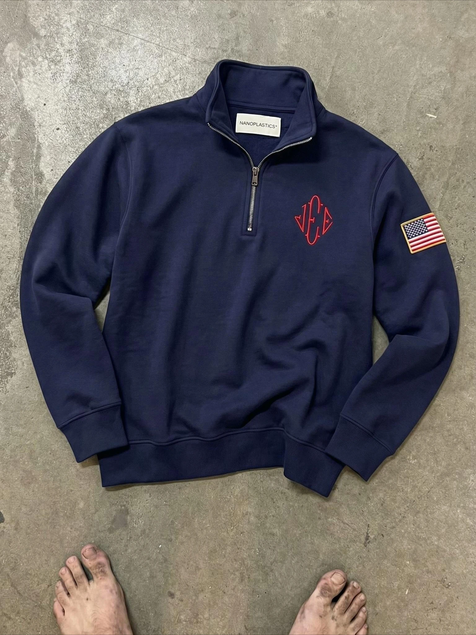 인기 상품 E 자수 스웨트셔츠 Y2k 스탠드 칼라 쿼터 지퍼 풀오버 오버사이즈 후드티 남성용 재고 있음 24시간 배송