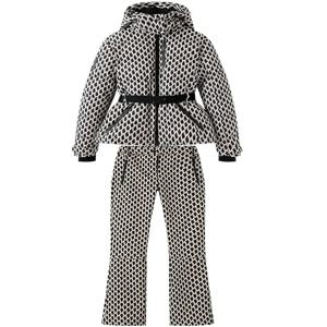 2025 여성 겨울 후드 패딩 스포츠 파카 바지 2 PCS 세트 벨트 여성 우아한 따뜻한 방풍 스키 코트 자켓 바지