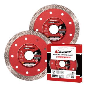 EZARC 5''/4.5'' 초박형 다이아몬드 블레이드 2개 세트 (포세린/세라믹/화강암/대리석용), 앵글 그라인더용 부드러운 절단 휠 디스크