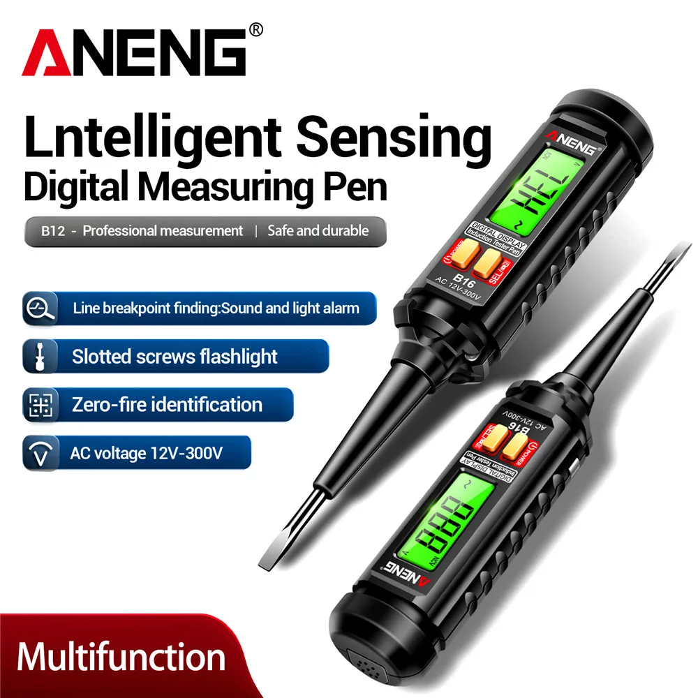 ANENG B16 Lntelligent 감지 디지털 측정 펜 비접촉 12V-300V 전압 검출기 NCV 전압 프로빙 테스터 미터 도구