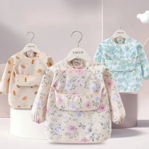 1PC 아기 턱받이 방수 긴팔 앞치마 쌀주머니 수유 블라우스 유아 턱받이 어린이 여름 얇은 턱받이