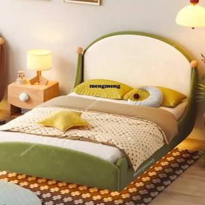 심플한 북유럽 스타일 그린 침대 원목 무드등 디자인 모던 유아용 침대 프레임 여자아이 싱글 침대 어린이 가구