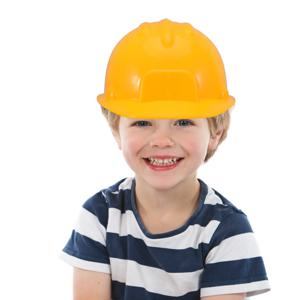 2Pcs 어린이 플라스틱 건설 안전모 노란색 작업자 모자 척 놀이 엔지니어 복장 건설 파티 생일