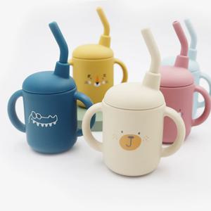 새로운 만화 디자인 120ML 아기 실리콘 빨대컵 BPA 프리 휴대용 간식 보관 용기 수유컵 누수 방지 트레이너 컵