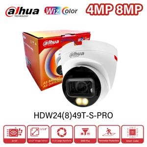 Dahua 4MP 8MP Wizcolor IP 카메라 4K HD 나이트 비전 밝은 낮 마이크 내장 4K 스마트 감지 HDW2449T-S-PRO -HDW2849T-S-PRO