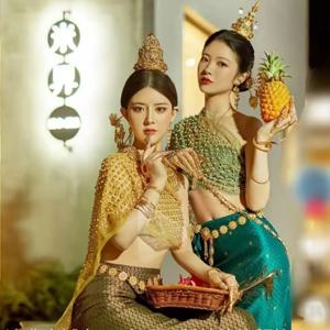 태국 미얀마 여성 다이 의상 다이 민족 의상 공연 무용 전통 의상 태국 스타일 드레스
