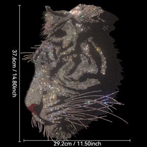 유행 사이드 타이거 대형 패브릭 패치 핫 다이아몬드 스팽글 DIY 의류 티셔츠 장식 패치 의류 액세서리