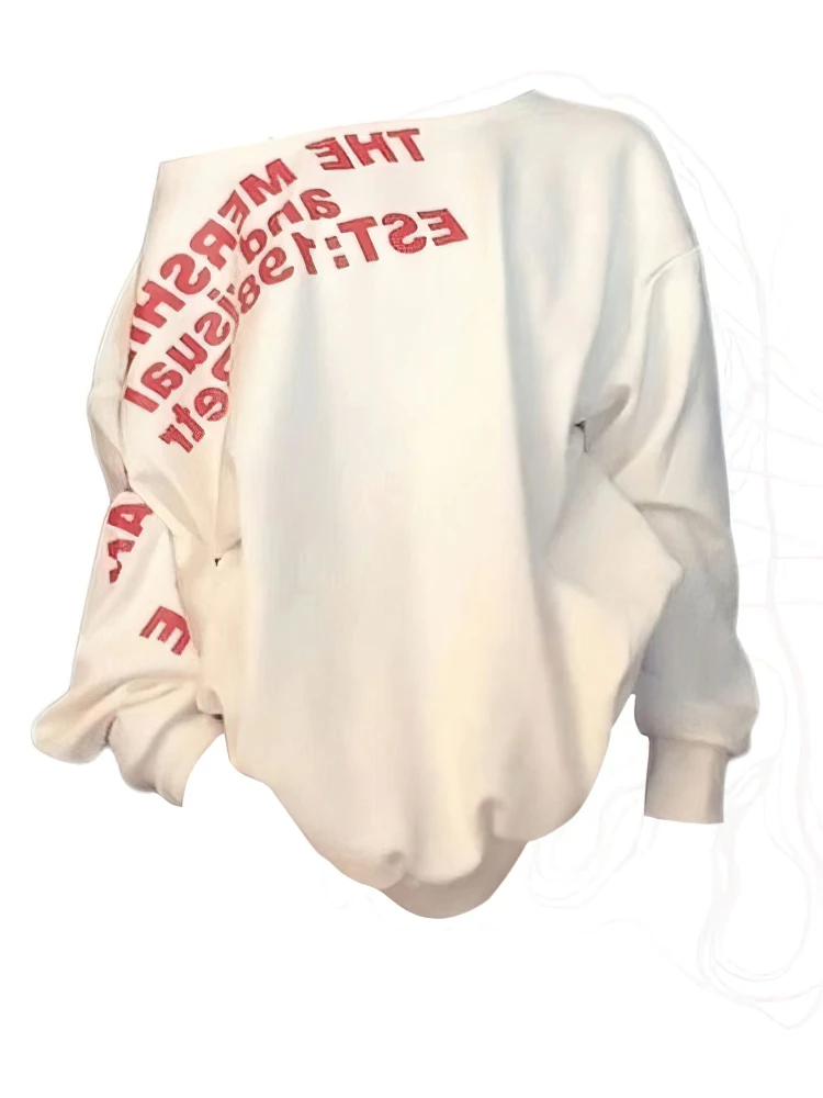 Y2K 섹시 오버사이즈 티셔츠 여성 스트릿웨어 프린트 긴팔 베이직 탑 여성 가을 겨울 한국 패션 오버핏 티셔츠