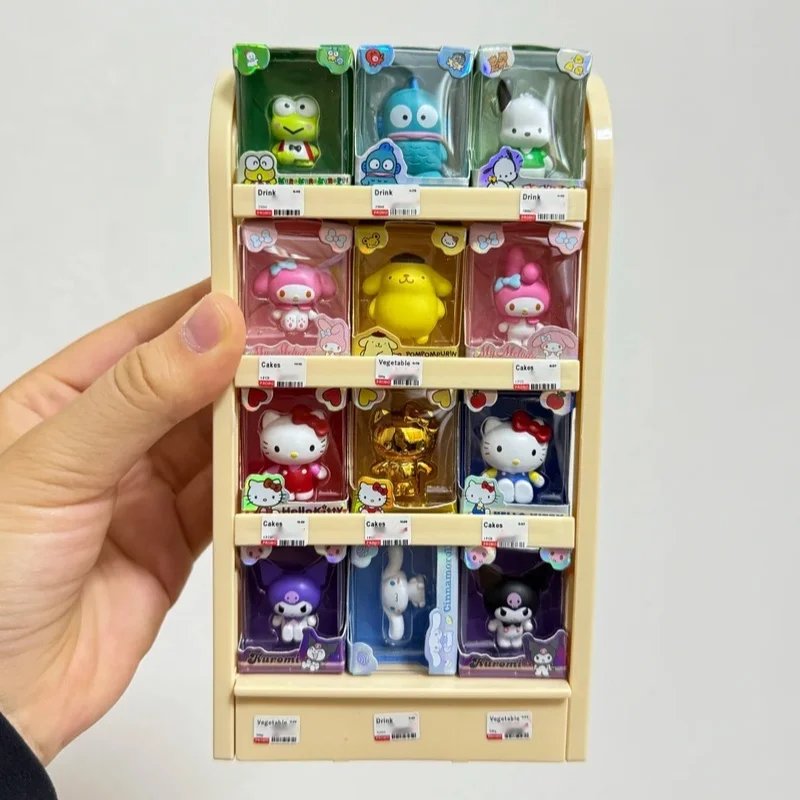 산리오 캐릭터 산리오 패밀리 미니 피규어 시리즈 블라인드 박스 미니 인형 키티 고양이 멜로디 쿠로미 사무실 책상 장식 장난감 선물