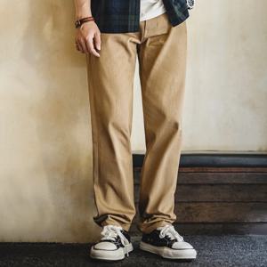 메이든 빈티지 남성용 11.7온스 셀비지 생지 청바지 카키 스트레이트 레그 카우보이 팬츠 캐주얼 지퍼 플라이 코튼 바지 봄 가을용