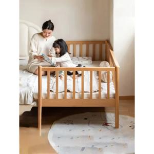 2026 맞춤형 원목 아기 침대, 가드레일 포함, 유아실용 연결형 침대 옆 침대, 남아 여아용 유아 침대