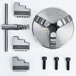 K11-80 80mm 수동 3조 셀프 센터링 선반척, 미니 선반용 경화강 0.05mm 정밀도