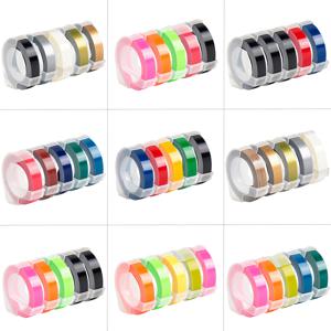 DYMO 3D 엠보싱 테이프 용 5 롤 6/9/12mm DYMO 12695 Omega Motex E101 1610 1880 블라인드 타자기 용 플라스틱 리필
