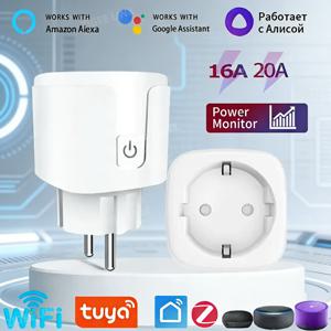 Tuya WiFi/Zigbee 스마트 플러그 EU 소켓 전력 모니터 타이머 기능 스마트 홈 제어 알렉사 구글 보이스 홈 어시스턴트 지원