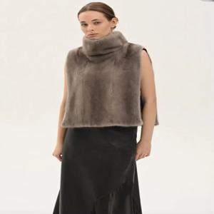 2025 여성용 새 밍크 모피 숄 정품 밍크 모피 조끼