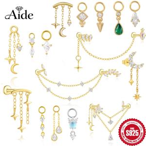 보좌관 1 조각 925 스털링 실버 예비 부품 체인 스터드 귀걸이 피어싱 농구 드롭 귀걸이 여성 파인 쥬얼리 선물