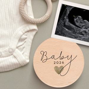 베이비 2026 프린트 우드 사인 신생아 소품 사인 신생아 우드 코스터 우드 베이비 출생 발표 유아 출생 선물