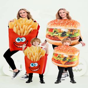 창의적인 할로윈 가족 커플 의상 어린이 활동 유치원 음식 버거 감자튀김 무대 공연 의상
