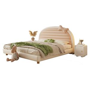 크림색 소프트 킹사이즈 침대 모던 만화 침대 어린이집 어린이 침대
