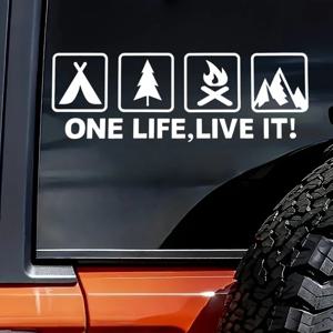 One Life Live It 캠핑 야외 매니아 자동차 스티커 Wild Survival 차량용 자동차 창 테일 바디 용 쿼드 데칼