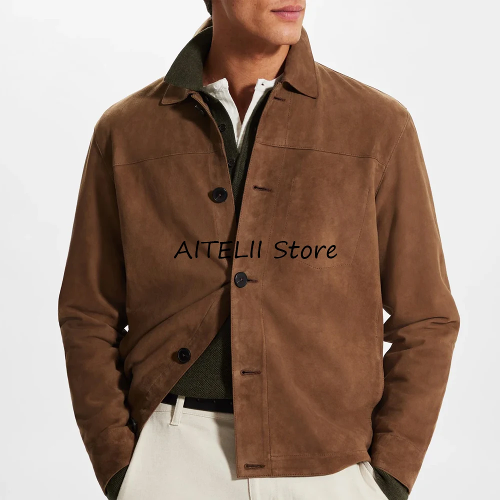 남성용 재킷의 새로운 기능 남성용 스웨이드 재킷 럭셔리 남성용 블레이저 우아한 남성 정장 탑 코트 제공 하프 코트 고급 외부 남성