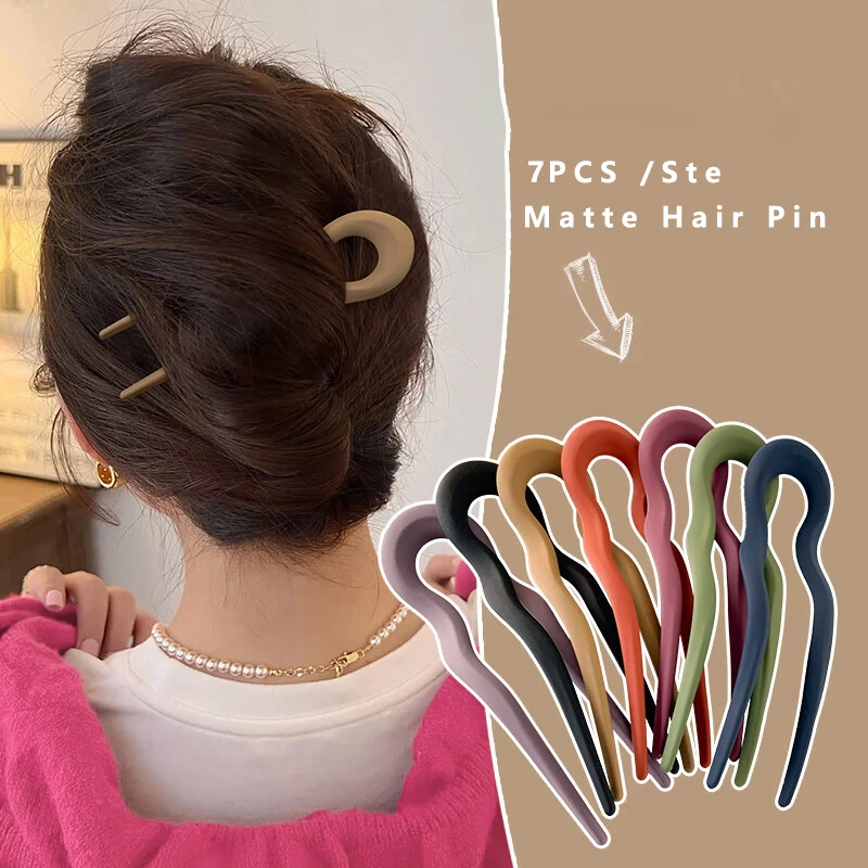 7 개/대 매트 U 자형 헤어 스틱 포크 패션 아세테이트 아크릴 머리핀 기하학적 디자인 모자를 쓰고 있죠 여자 여자 헤어 액세서리
