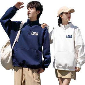 맞춤형 남성용 면 반집업 플러시 스웨트셔츠 디자인 로고 텍스트 인쇄 풀오버 스포츠 스트리트웨어 두꺼운 따뜻한 후드티