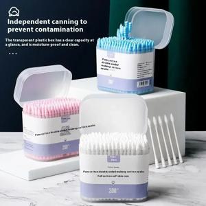 100/200개입 양면 다용도 형광제 무첨가 클리닝 탐폰 면봉 아기 간호용품 아기 면봉