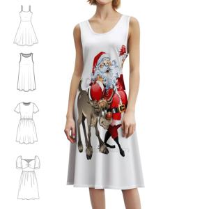 산타와 루돌프 여성용 스트리트웨어 파티 드레스 여성용 트렌디 프린트 클럽 의류 산타 루돌프 크리스마스 순록 루돌프