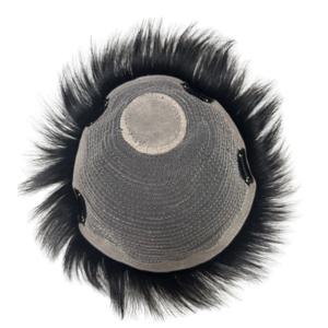 남성 탈모용 4개 클립이 있는 짧은 인모 부분 가발, 남성용 헤어 교체 시스템