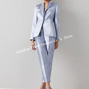 클래식 V 넥 새틴 잎 패튼 이브닝 드레스 여성 정장 바지 정장 맞춤형