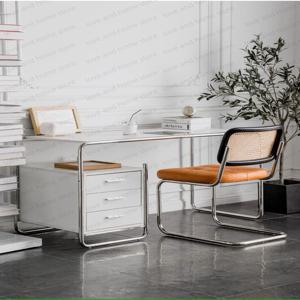 바우하우스 스테인레스 스틸 책상 서랍이 있는 소형 관형 강철 MDF 컴퓨팅 책상 사무실 책상