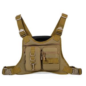 야외 스포츠 전술 위장 남성용 가슴 가방 오토바이 기능 작업복 조끼 가방 지퍼 잠금 중간 사이즈 옥스포드 천