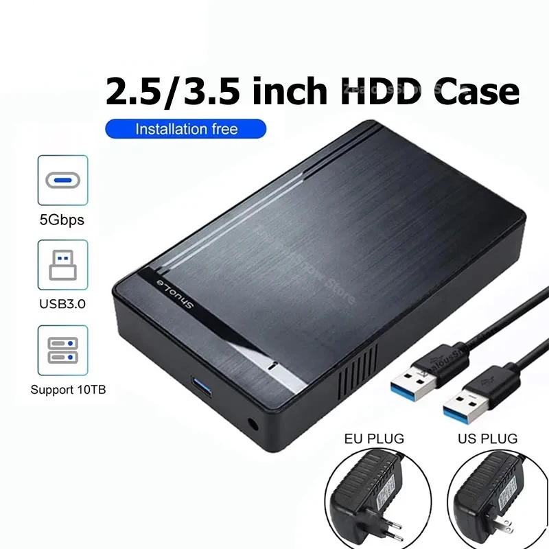 3.5인치 HDD 케이스 SATA to USB 3.0 어댑터 외장 하드 드라이브 케이스 (2.5인치, 3.5인치 SSD 디스크용) 450Mb/s 10TB HDD 케이스 (PC, 노트북용)