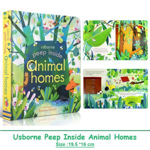 어스본 동물의 집 속을 들어다보기 3D 플랩 보드북 어린이용 몬테소리 교육 영어 그림책