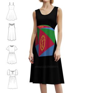 에리트레아 국기 큐브. 빈티지 보헤미안 드레스 퍼프 소매 또는 민소매 옵션 여성용 드레스 박스 컨트리 큐브 큐브드 에리트레아