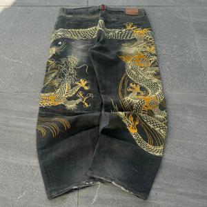 빈티지 일본산 셀비지 진 남성용 Y2K 고급 브랜드 천연 인디고 딥 염색 하라주쿠 바지